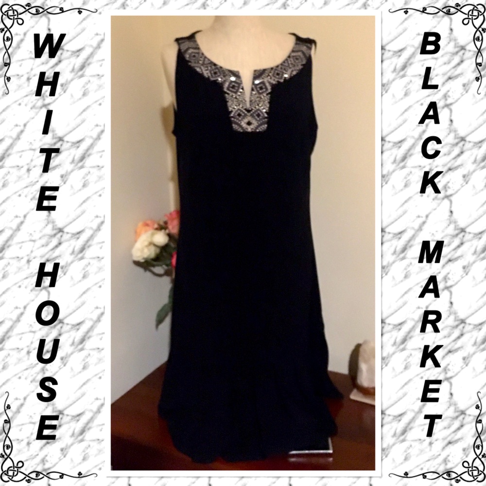 WHBM knit dress, flirty pleat bottom, sequin neck